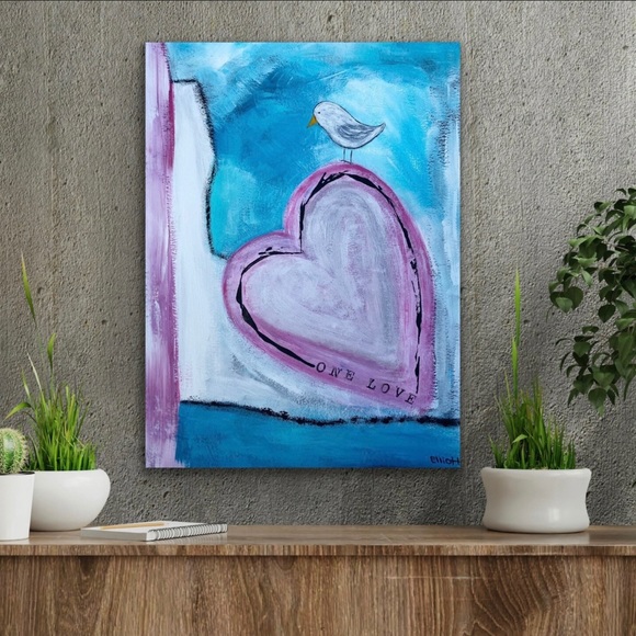 Original One Love Bird Painting 11” x 15” - Picture 2 of 5